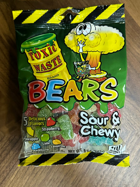 TOXIC WASTE SOUR CHEWY BEARS HANG BAG
